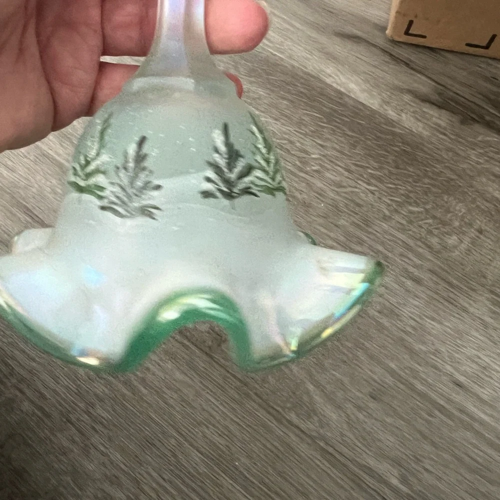 Fenton Glass Bell with Green Fern Design - Picture 14 of 16